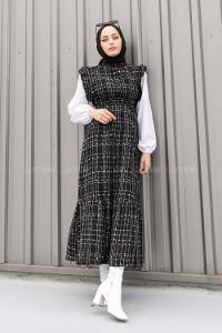 Lamelif Javed  Sıfır Kol Detaylı Elbise Siyah