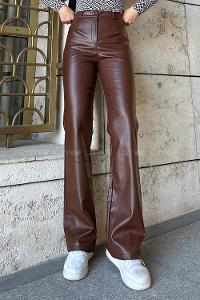 Brown Faux Leather High Waist Pants