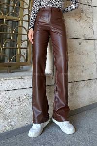Brown Faux Leather High Waist Pants