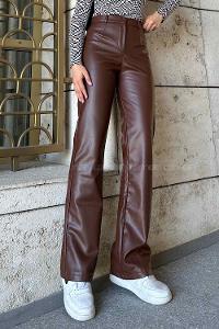 Brown Faux Leather High Waist Pants