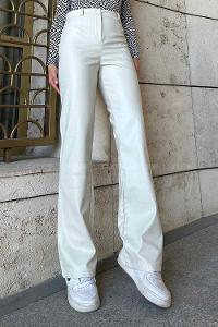 Modalamelif Marino Yüksek Bel Flare Paça Suni Deri Pantolon Taş