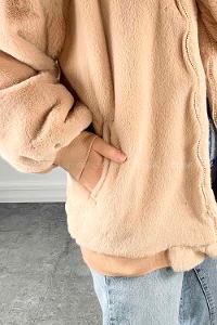 Lamelif Fermuarlı Teddy Mont Vizonrengi