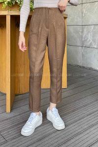 Soft Brown Cotton Fabric High Waist Comfortable Pants
