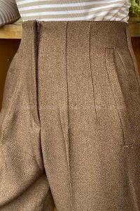 Soft Brown Cotton Fabric High Waist Comfortable Pants