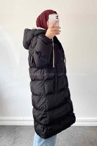 White Hood Neck Long Arm Coat