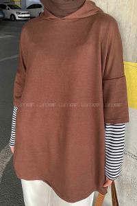 Bitter Brown Hood Neck Long Arm Unprinted Sweatshirt
