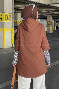 Bitter Brown Hood Neck Long Arm Unprinted Sweatshirt