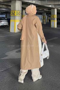 Lamelif Retrica İki Renk Trençkot  Vizonrengi