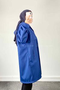 Indigo Hood Neck Long Arm Raincoat