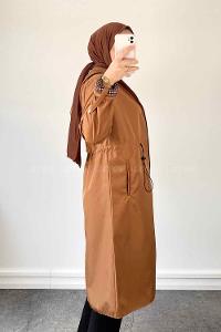 Camel Long Arm Cotton Trench Coat