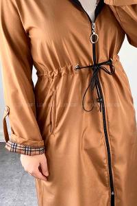Camel Long Arm Cotton Trench Coat
