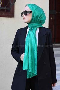 Lamelif G Desen Jakar Serisi Şal Benetton Yeşili