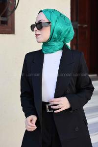 Lamelif G Desen Jakar Serisi Şal Benetton Yeşili