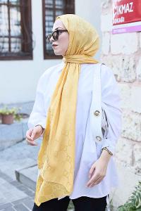 Lamelif G Desen Jakar Serisi Şal Sarı