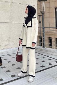 Ecru Lower Crew Neck Knitwear Suit