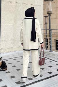 Ecru Lower Crew Neck Knitwear Suit