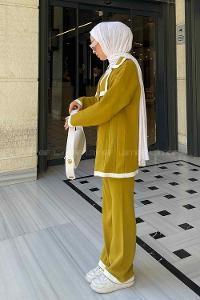 Oil Green Lower Crew Neck Knitwear Suit