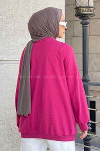 Fuchsia Crew Neck Long Arm Printed Sweatshirt