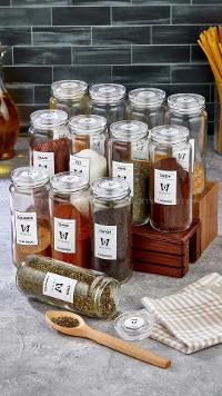 Lamelif 12 Adet Büyük Boy Cam Kavanoz Seti Baharatlık