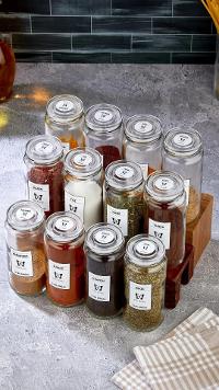 Lamelif 12 Adet Büyük Boy Cam Kavanoz Seti Baharatlık