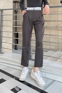 Anthracite Wool High Waist Linen Pants