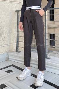 Anthracite Wool High Waist Linen Pants