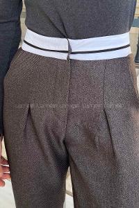 Anthracite Wool High Waist Linen Pants