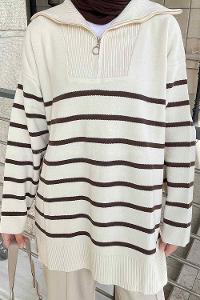 Bitter Brown Choker Neck Long Arm Jumper