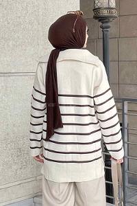 Bitter Brown Choker Neck Long Arm Jumper