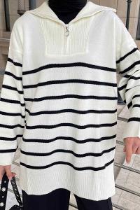 White Choker Neck Long Arm Jumper