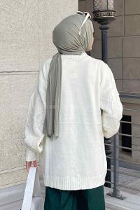 Ecru Turtle Neck Balloon Sleeve Arm Jumper