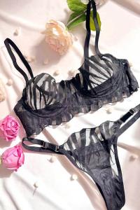 Lamelif Zebra Bra Tül Takım