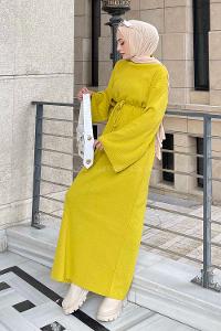 Oil Green Normal Neck Wool Acrylic Unprinted Dresess