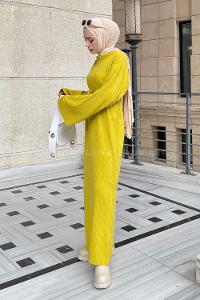 Oil Green Normal Neck Wool Acrylic Unprinted Dresess