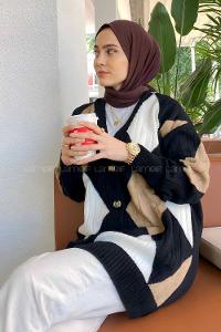 Black V Neck Long Arm Wool Knitwear Cardigan