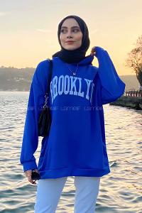 Saxe Hood Neck Long Arm Printed Sweatshirt