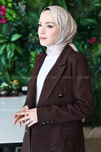 Lamelif LSY Desen Jakar Serisi Şal Koyu Taş