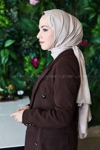 Lamelif LSY Desen Jakar Serisi Şal Koyu Taş