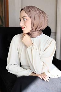 Lamelif LSY Desen Jakar Serisi Şal Tozlu Kahve