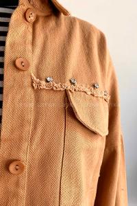 Lamelif Wish Taş Detaylı Gabardin Ceket Koyu Camel