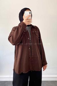 Modalamelif Wish Taş Detaylı Gabardin Ceket Koyu Kahve