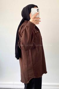 Modalamelif Wish Taş Detaylı Gabardin Ceket Koyu Kahve