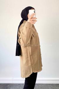 Brown With Milk Shirt Collar Long Arm Cotton Jacket