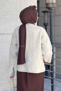 Lamelif Kalın Yumoş Hırka Bej