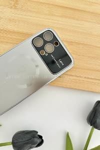 Lamelif iPhone 14 Pro Max Kamera Korumalı Telefon Kılıfı Gold Gri