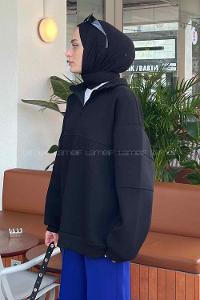 Black Neckband Long Arm Unprinted Sweatshirt