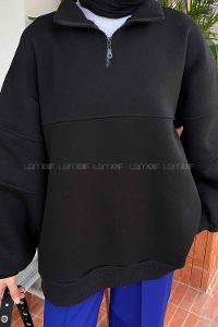 Black Neckband Long Arm Unprinted Sweatshirt