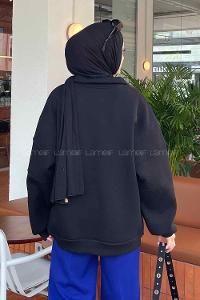 Black Neckband Long Arm Unprinted Sweatshirt