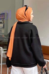 Black Zippered Neck Long Arm Printed Sweatshirt