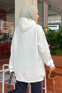 Modalemelif Mercy Baskılı Kapüşonlu Sweatshirt Ekru